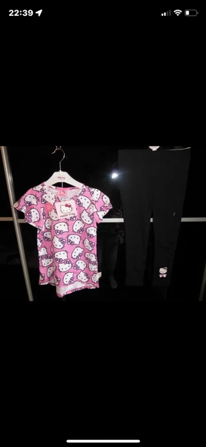 tee-shirt  tunique + leggins caleçon HELLO kitty taille 5 / 6 ans 116 cm • Neuf avec étiquette