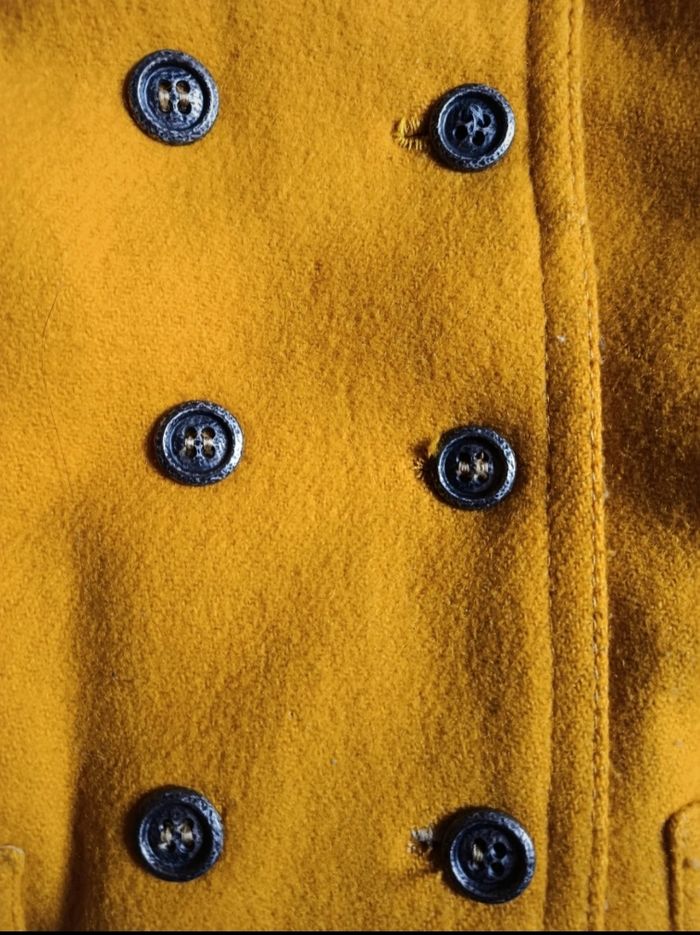 Manteau jaune moutarde col V Havrey paris chaud retro - photo numéro 3