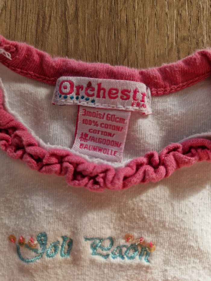 Adorable ensemble Bébé Fille 3 mois - T-shirt & Pantalon rose - Orchestra - photo numéro 6