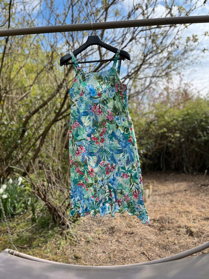 Superbe robe vintage Fleurie Volants Froufrou Afibel T 48