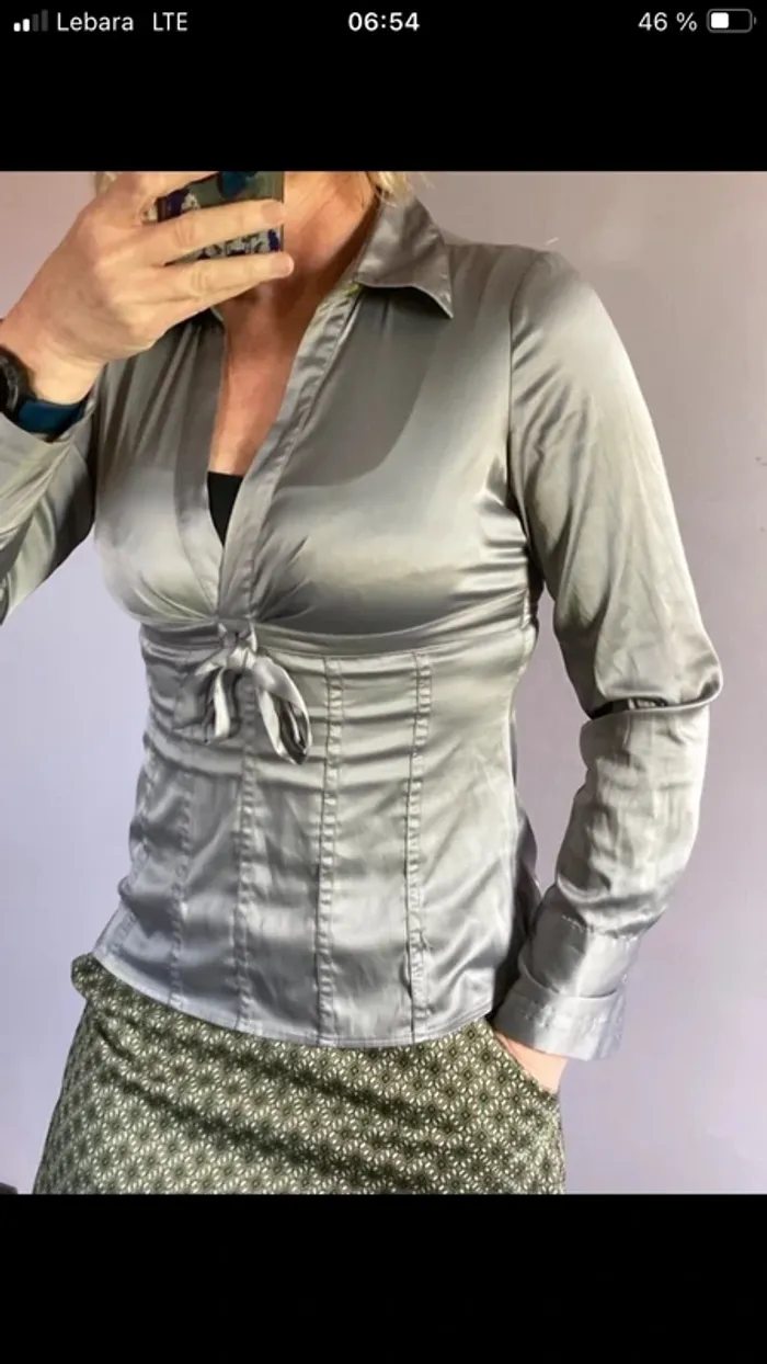 Élégant chemisier satiné gris 40 - photo numéro 2