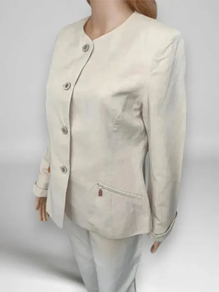 Ensemble  lin et coton Olivier Grant oversize ,coupe large et fuselé taille haute ,veste cintrée - photo numéro 8