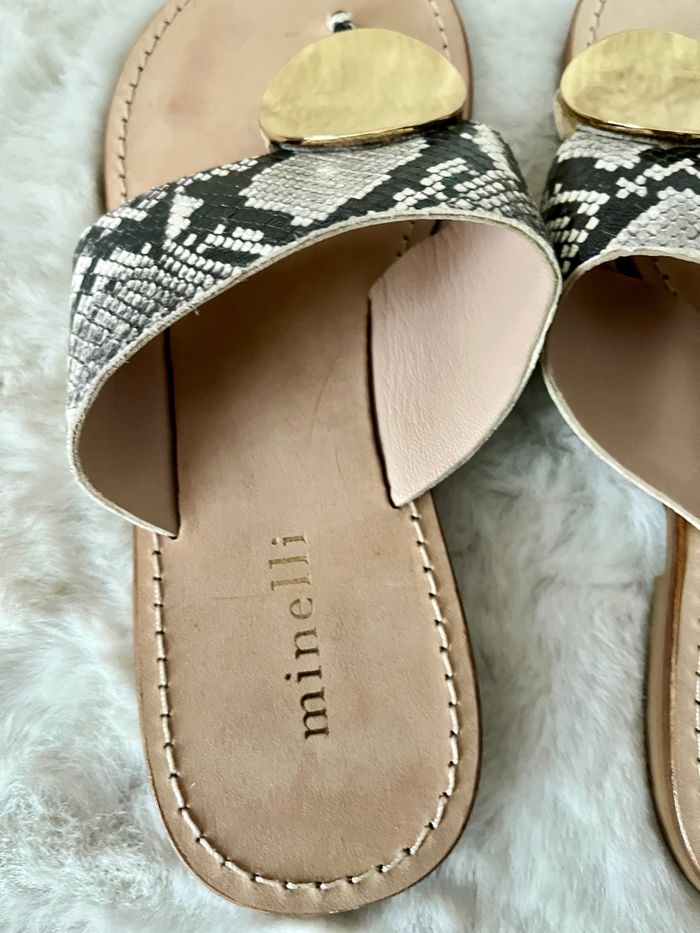 Tongs en cuir imprimé python Minelli pointure 37 - photo numéro 4