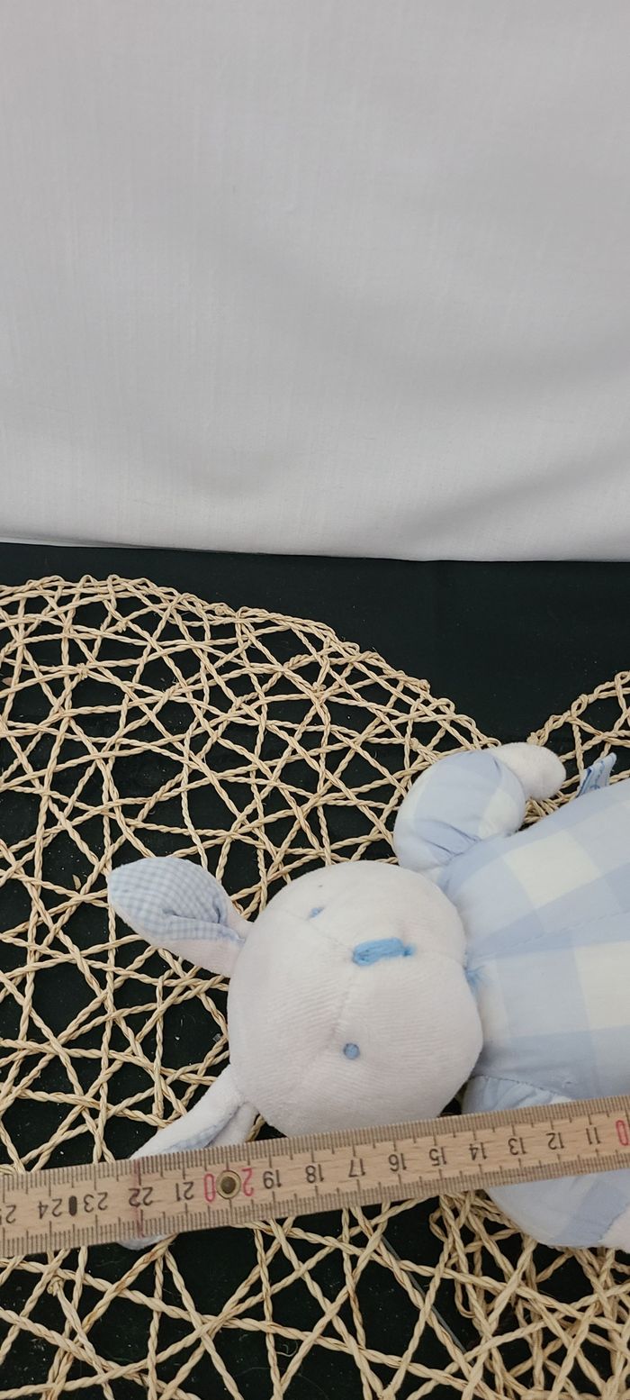 Doudou lapin blanc bleu BEBE JACADI - photo numéro 4
