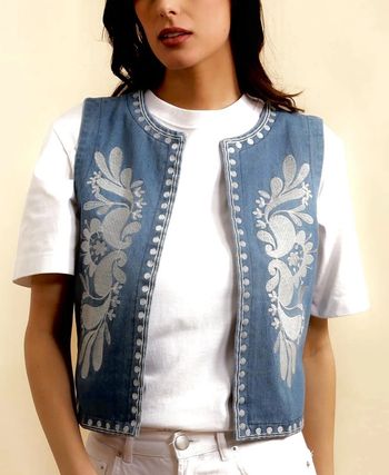 Veste bolero sans manche brodé