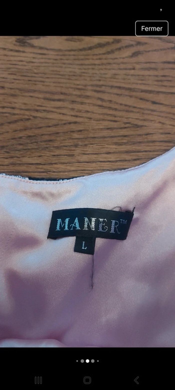 Robe de soirée Maner  L rose/dentelles noires - photo numéro 15
