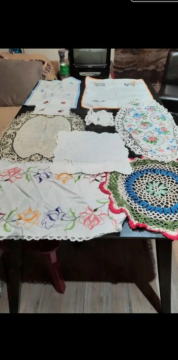 🥀Lot de 19 napperons vintage  en coton. 