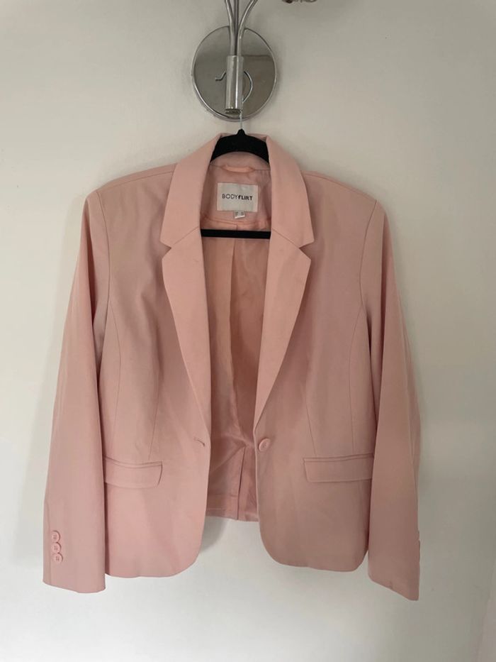 Veste blazer façon smoking rose pour femme
