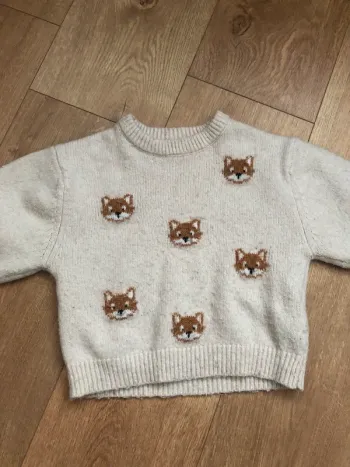 Pull bébé beige renard 24 mois