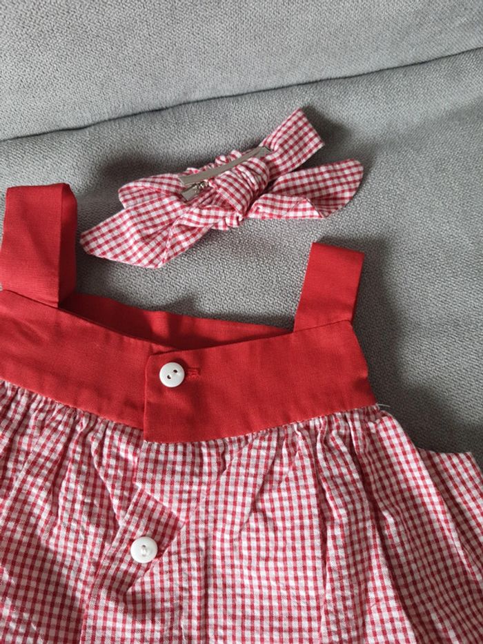 Ensemble Lola Palacios taille 12 mois blouse, bloomer et pince neuf avec étiquettes - photo numéro 4