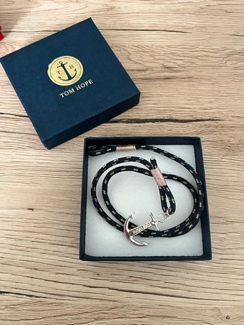 Bracelet Double cordage Tom Hope détail rose ancre argent
