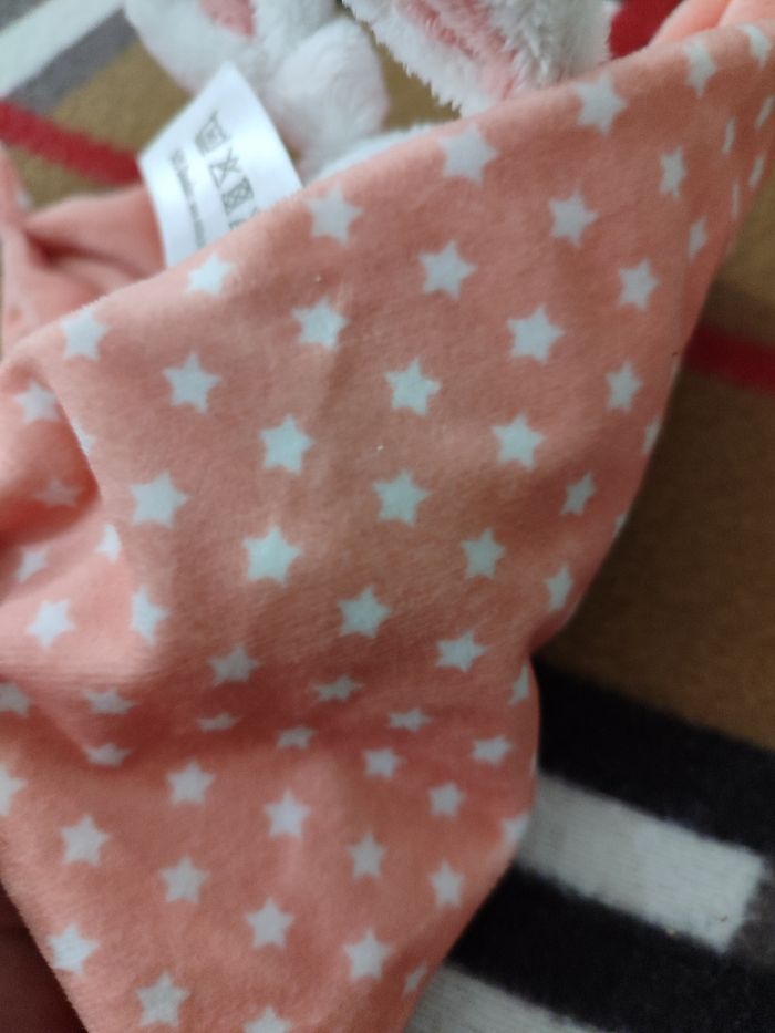 Doudou lapin rose étoiles tex - photo numéro 2