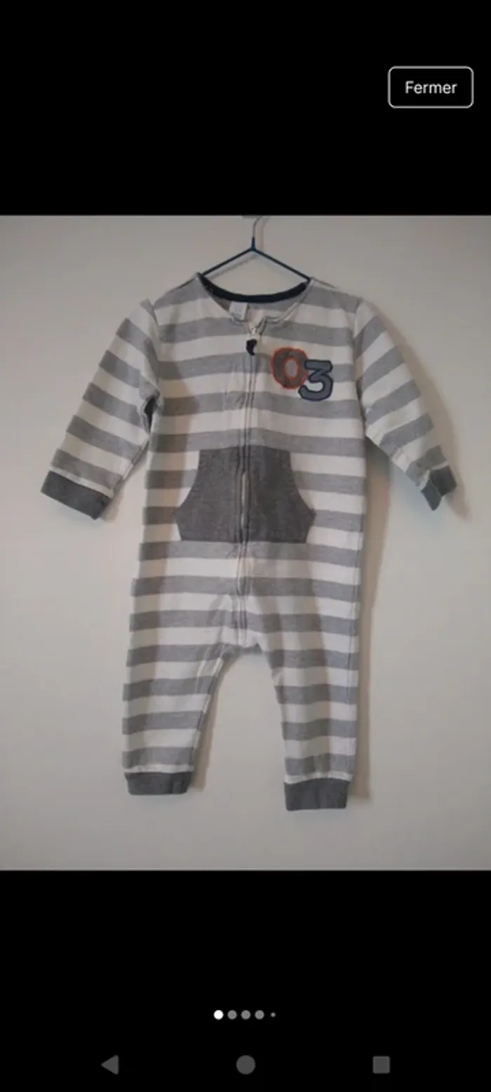 Pyjamas garçon une pièce en 100% coton