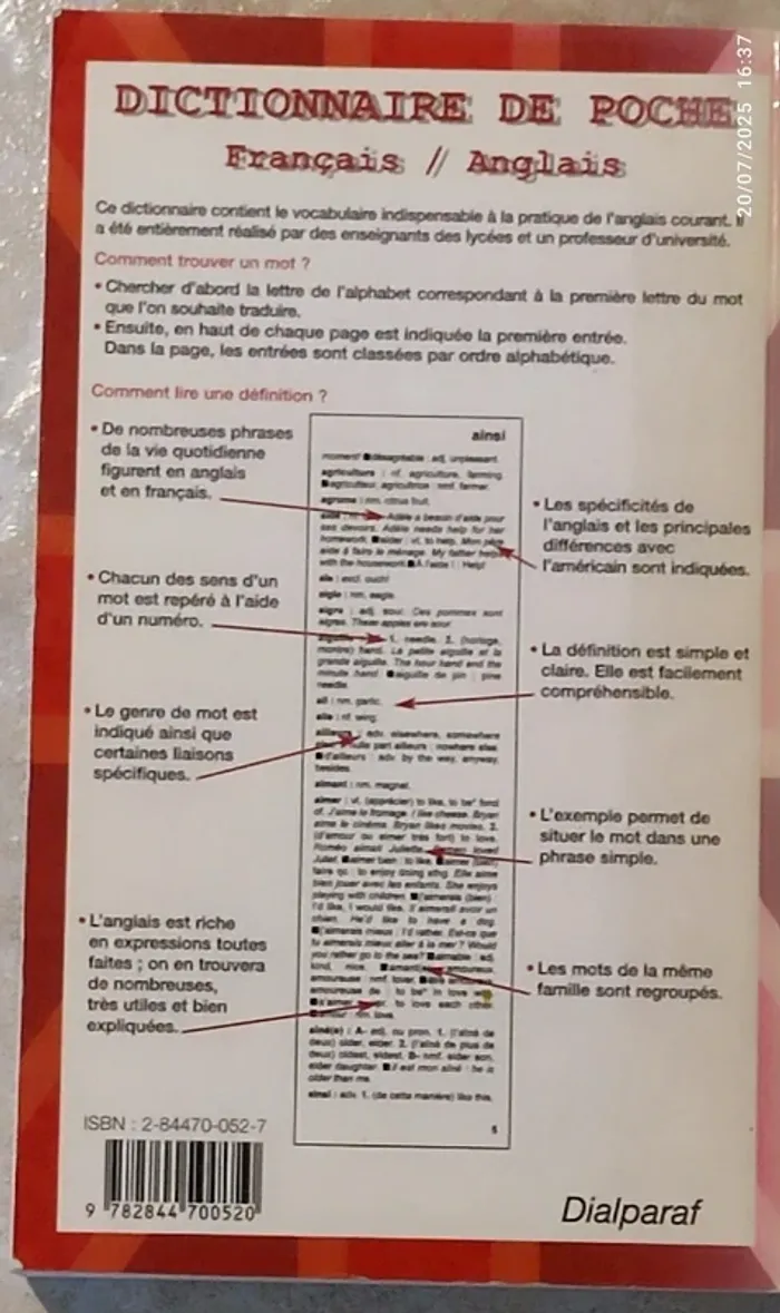 📘 Dictionnaire de Poche Anglais-Français – Compact & Pratique - photo numéro 2