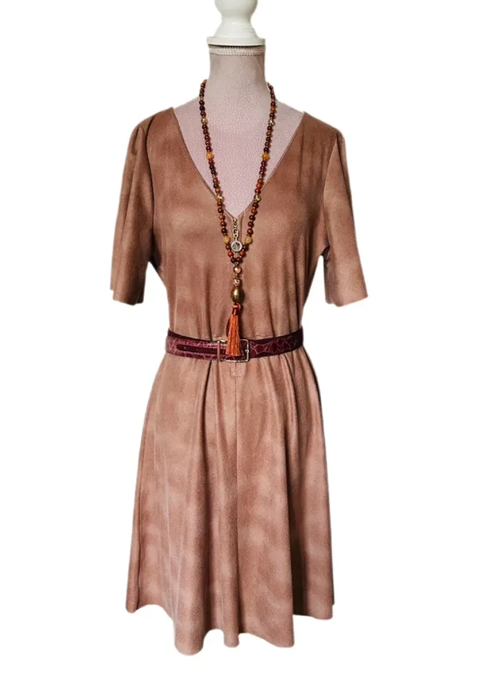 🧡🍁Robe automnale suédine bohème chic L/40 Suede-effect Boho dress🍁🧡 - photo numéro 7