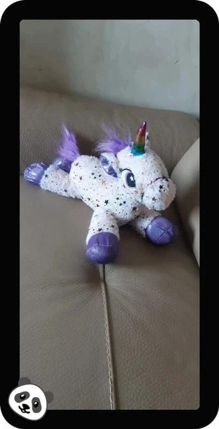 Peluche licorne rose clair/violette en très bon état - photo numéro 2