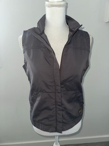 Veste matelassée sans manche gris mauve cyberpunk Y2K T36 S