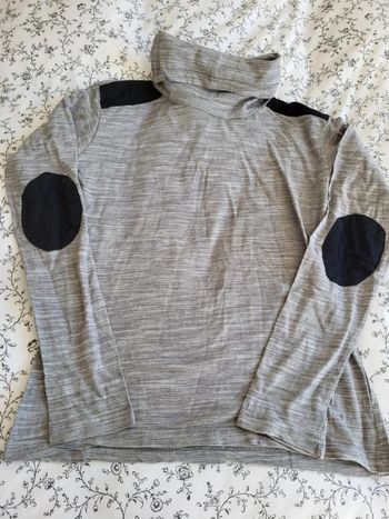 Tee shirt manches longues et col montant avec coudieres S Gabaneli gris