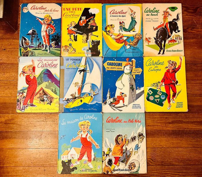 Lot de 10 grands albums anciens Caroline bon état livres bd Pierre Probst Hachette