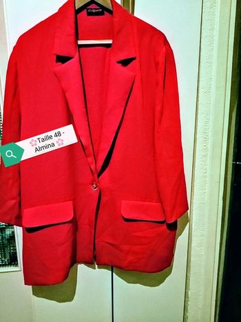 🌸👍Vintage 👍#Veste #tailleur rouge /bordeaux "Almina" Taille 48🌸