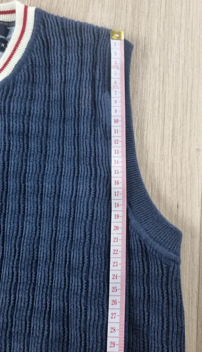 Pull a col V sans manche bleue Tommy Hilfiger Homme Taille XS - photo numéro 6