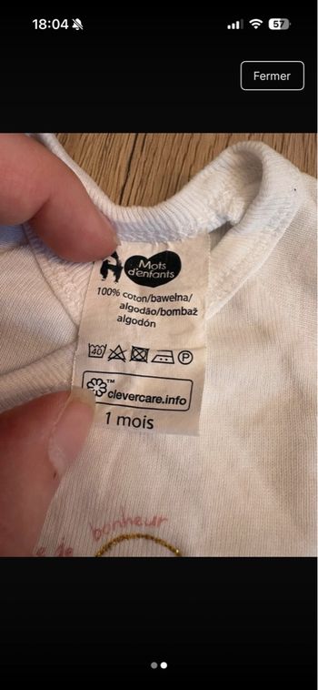 Body 1 mois mots d’enfants 