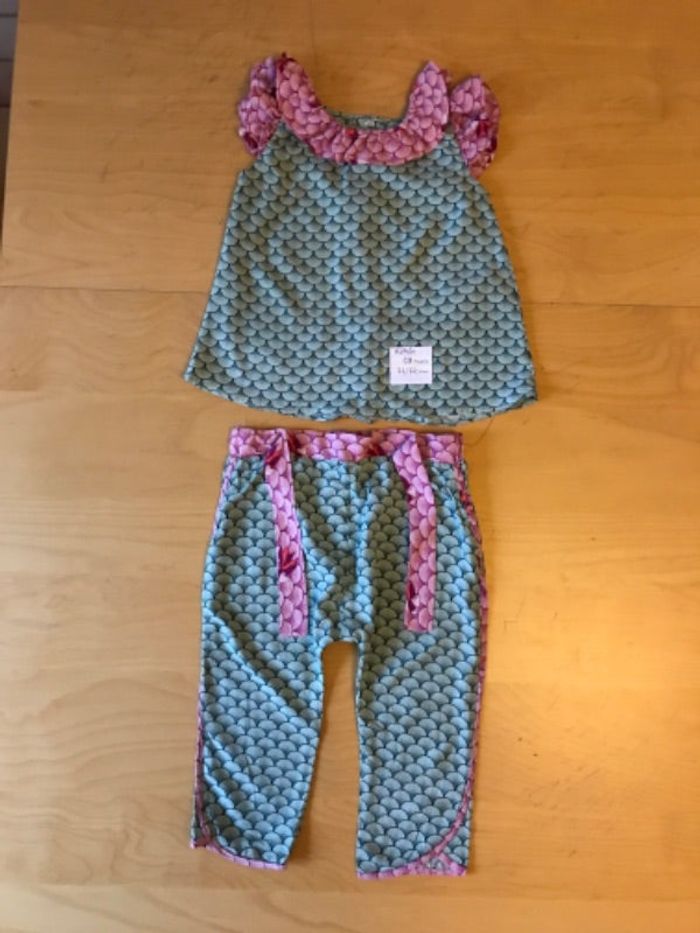 2 ensemble d’été blouse + pantalon taille élastique 18 mois 77/82 cm Kiabi