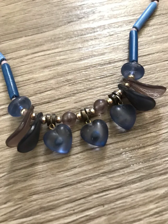 Collier vintage perles bleu - photo numéro 2