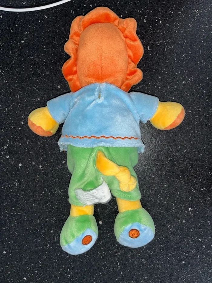 Peluche doudou environ 30 cm de hauteur, ma petite tribu, Lyon, bleu, vert, jaune, orange - photo numéro 2