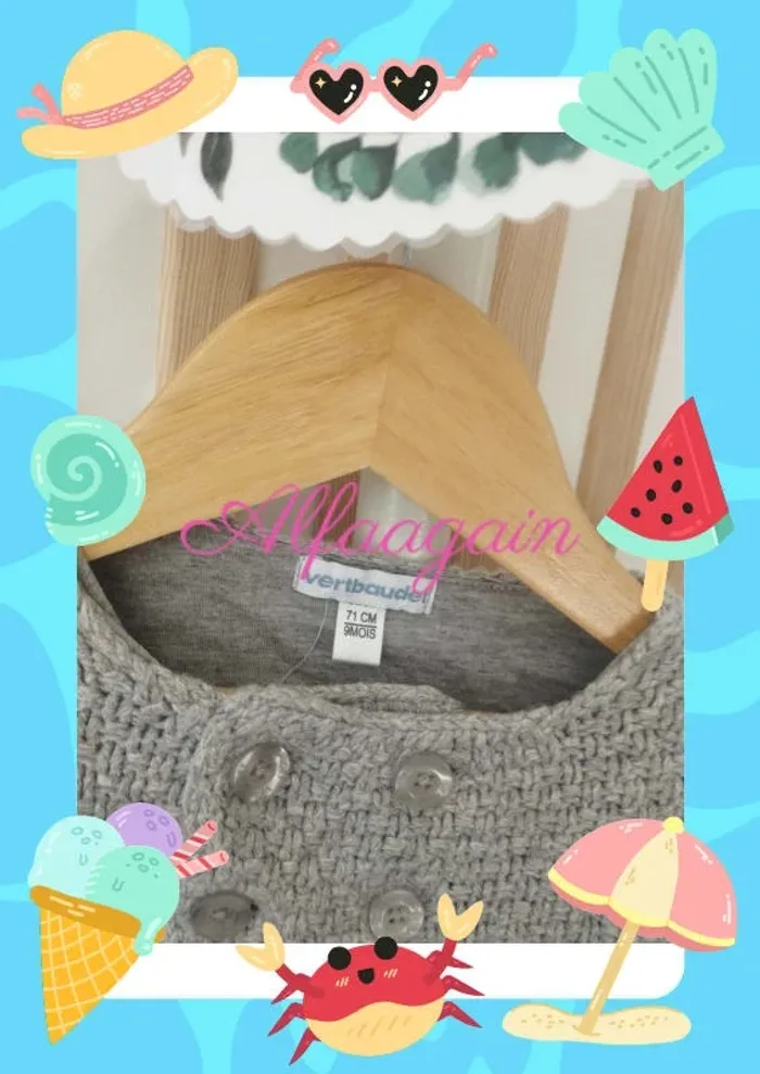 Gilet gris tricot fille 9mois Vertbaudet - photo numéro 2