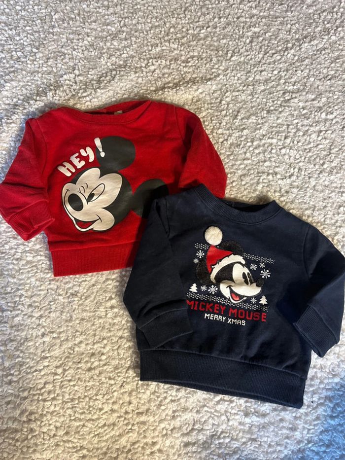 Lot de 2 pull Mickey Noël 3 mois