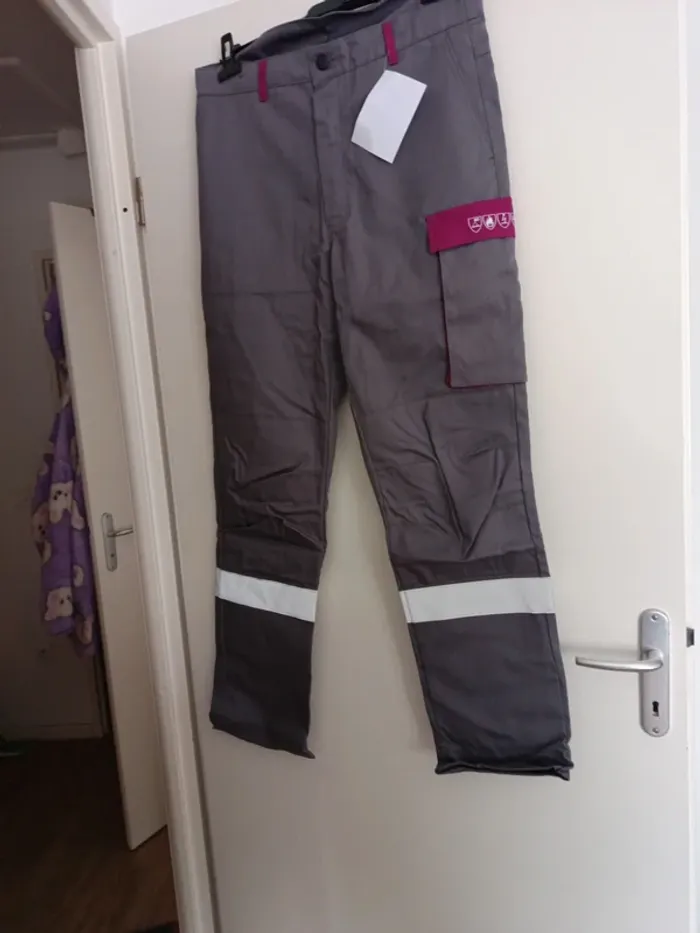 Pantalon gris bleu de travail coupe feu