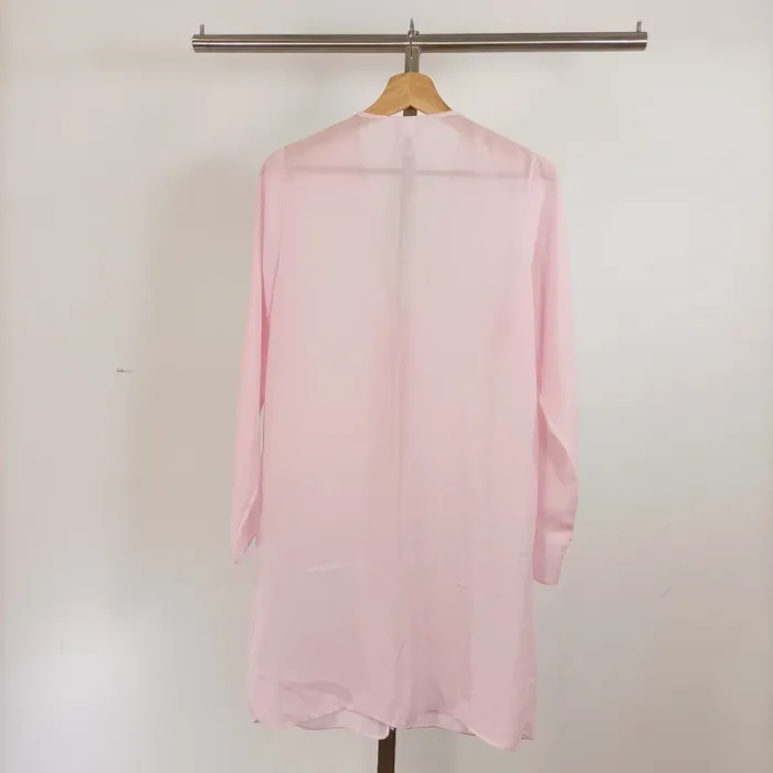 Déshabillé en mousseline rose poudré transparent - kimono d'intérieur taille unique - Feminissime - photo numéro 8