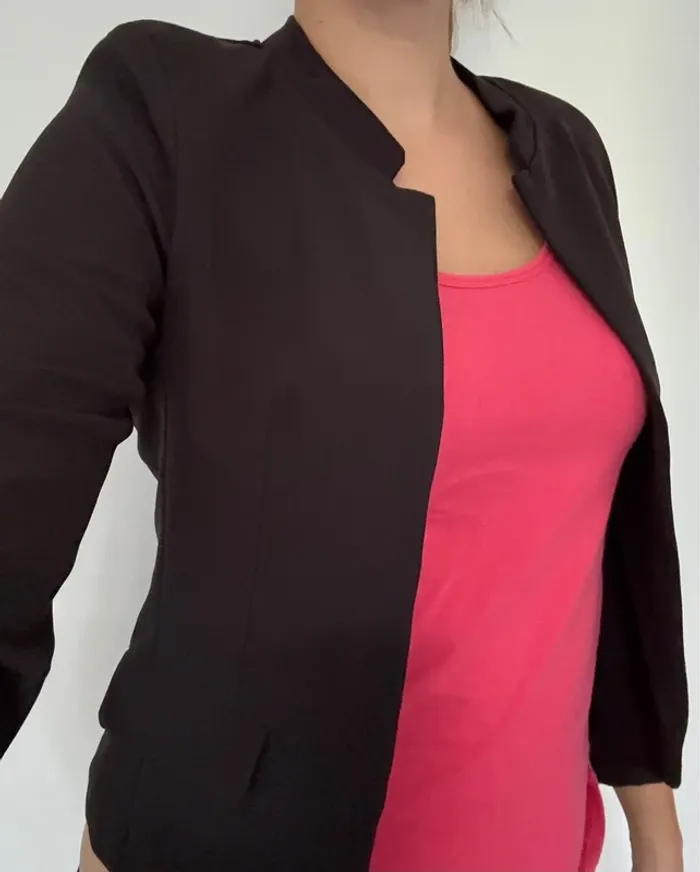 Blazer noir col Mao