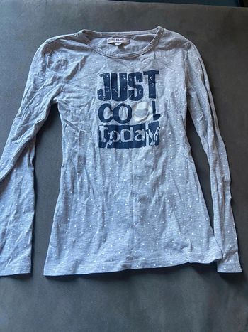 T-shirt longue manche à pois avec écriture ( just cool today)