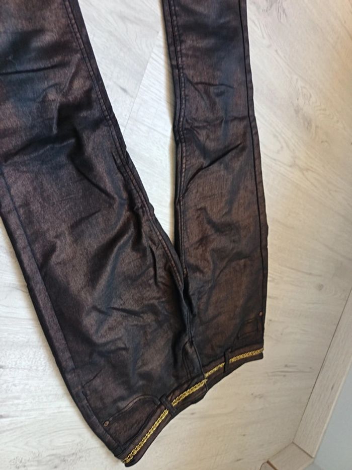 Pantalon femme 38 M grain de malice tbe brun satinée - photo numéro 7