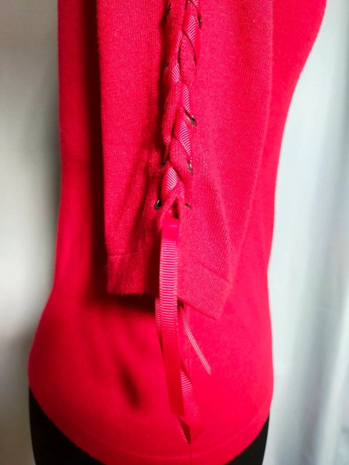 Pull rouge à lacets sur manches – Morgan – T. S - photo numéro 5