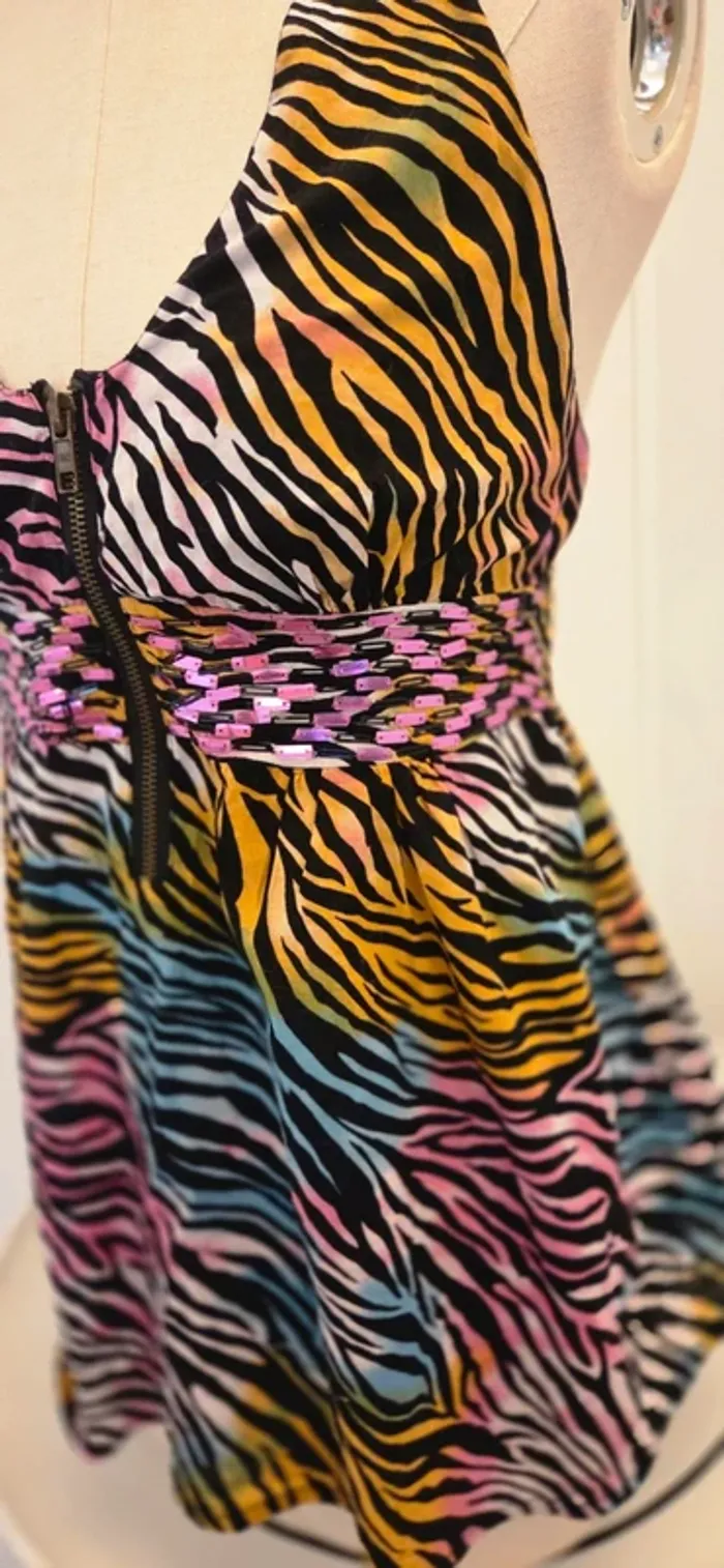 Top dos nu imprimé zèbre multicolore – Jennyfer – Taille M - photo numéro 7
