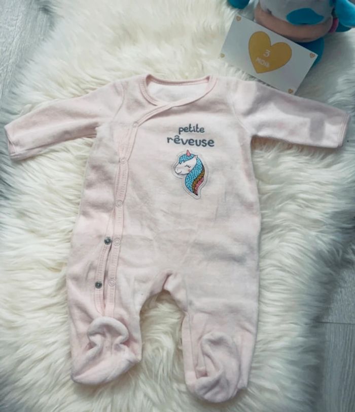 3 mois - pyjama velours licorne