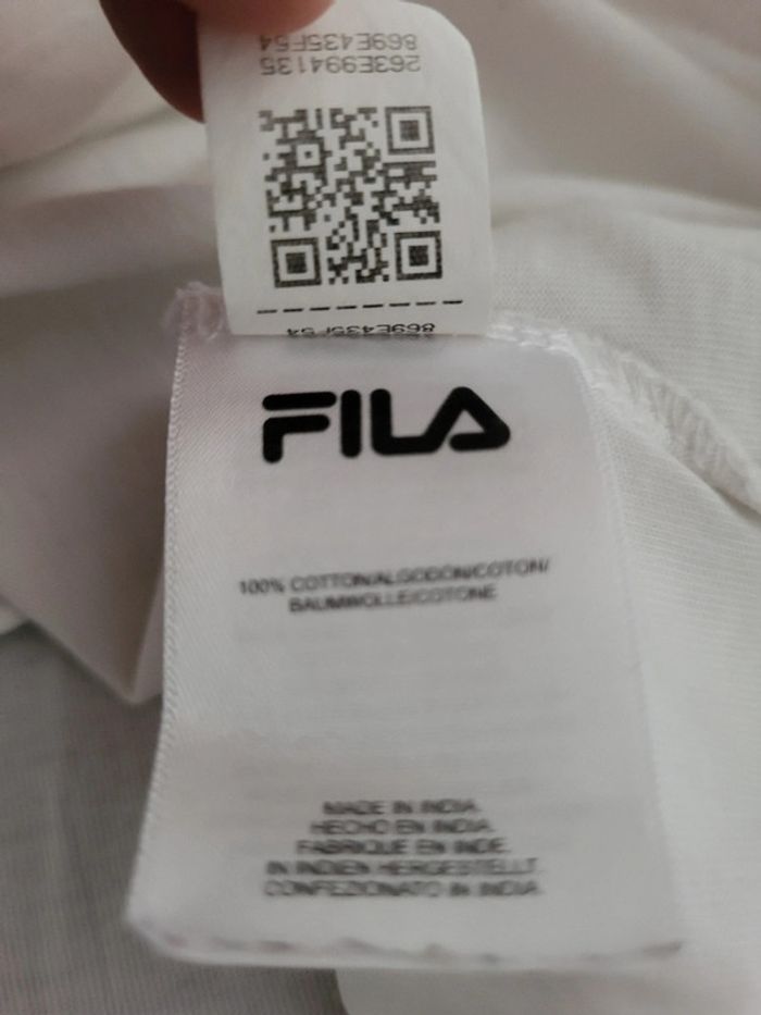 T-shirt Fila vintage blanc logo brodé 100% coton avec QR code - M - photo numéro 7