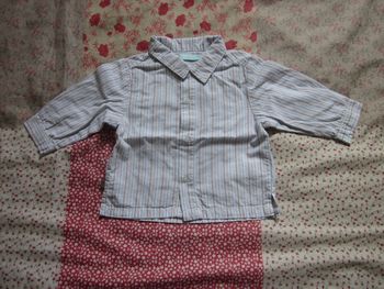 Chemise manches longues blanche rayée 6 mois