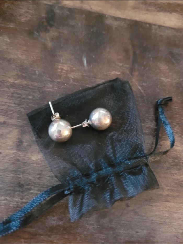 Boucles d oreilles boule en argent