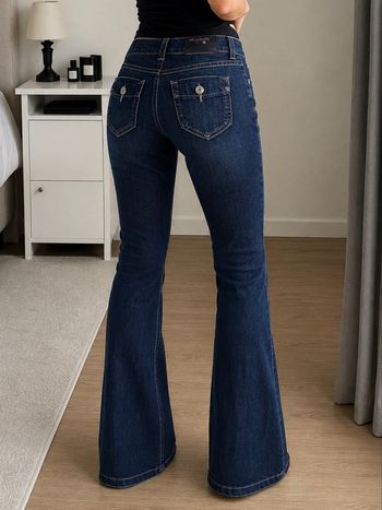 Jean flare bootcut Y2K femme bleu foncé XS vintage