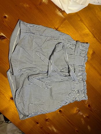 Short taille haute rayures bleu blanc S