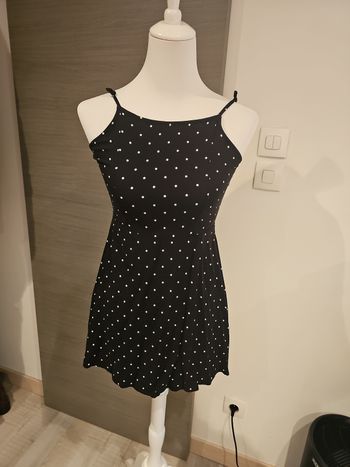 robe noire à pois blancs bretelles fines été Primark 13/14 ans