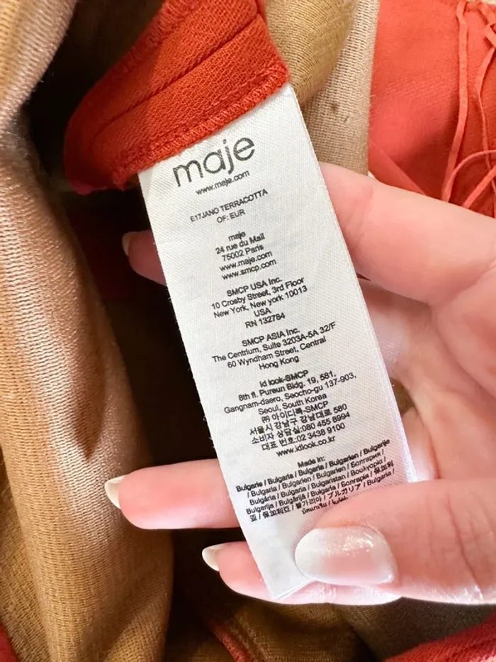 Mini jupe Maje orange à franges taille 38 - photo numéro 5