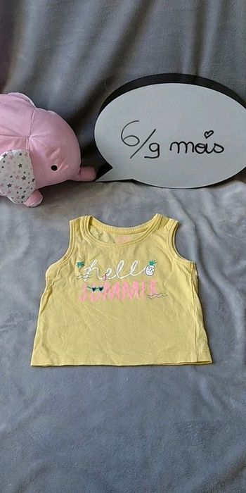 Tee shirt sans manche Fille 6/9 mois "Hello summer" ananas Primark 100% coton