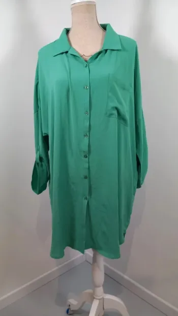 Maxi-Chemise/Robe Tunique Oversize Vert Émeraude Boohoo - Taille 48