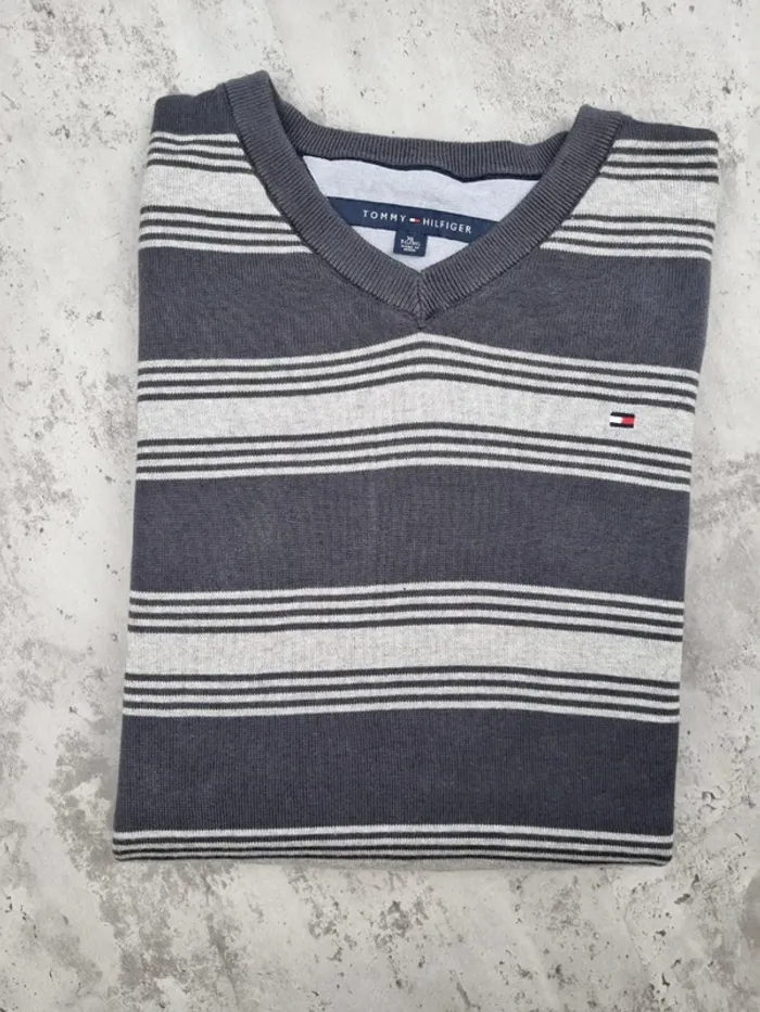 Pull col V Tommy Hilfiger bariolé, XL Hommes - photo numéro 2