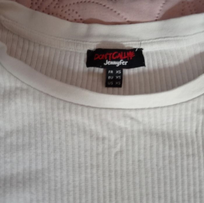 T-shirt manches longues côtelé simple blanc - photo numéro 3